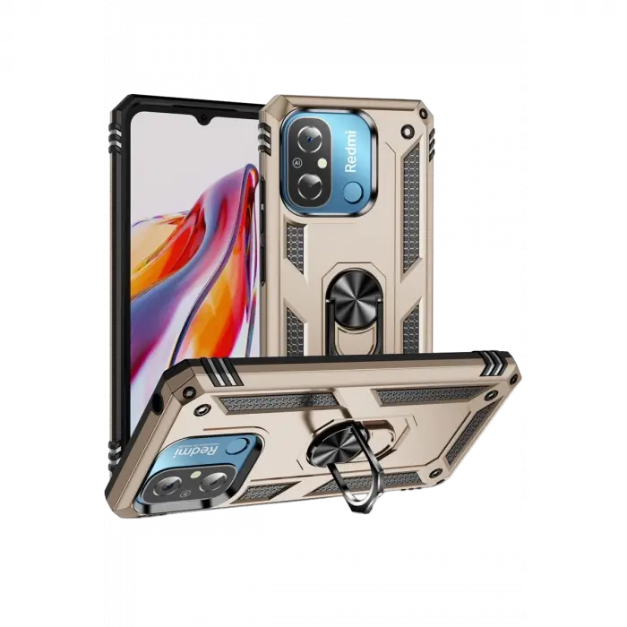 Xiaomi Redmi 12c Kılıf Sofya Yüzüklü Silikon Kapak - Gold