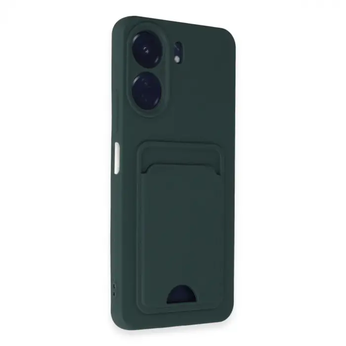 Xiaomi Redmi 13c Kılıf Kelvin Kartvizitli Silikon - Koyu Yeşil