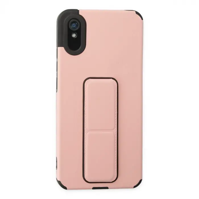 Xiaomi Redmi 9a Kılıf Mega Standlı Silikon - Pudra