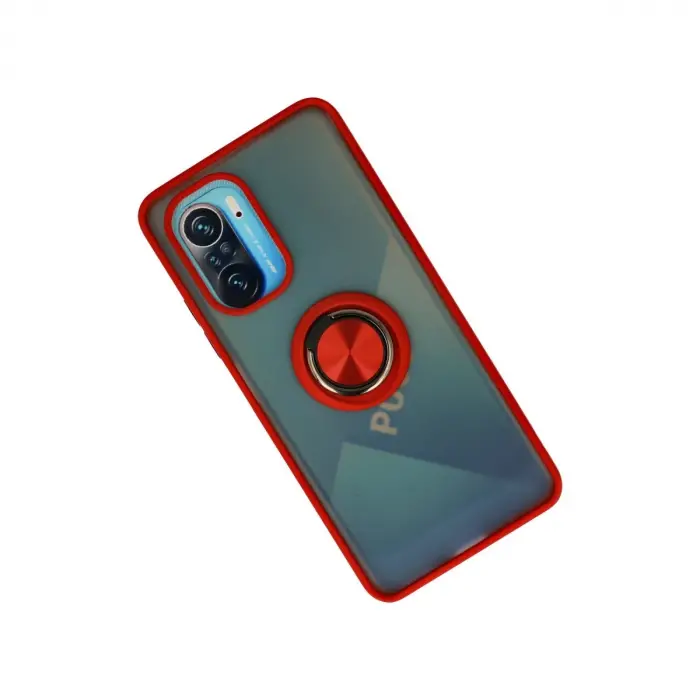 Xiaomi Redmi K40 Kılıf Montreal Yüzüklü Silikon Kapak - Kırmızı