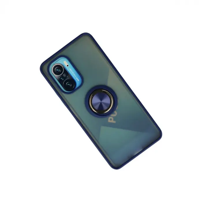 Xiaomi Redmi K40 Kılıf Montreal Yüzüklü Silikon Kapak - Lacivert