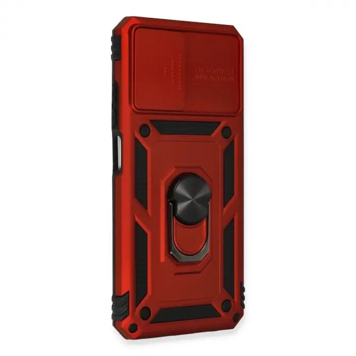 Xiaomi Redmi Note 10 Kılıf Pars Lens Yüzüklü Silikon - Kırmızı