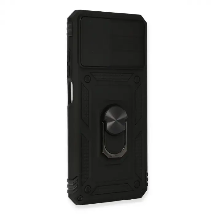 Xiaomi Redmi Note 10 Kılıf Pars Lens Yüzüklü Silikon - Siyah