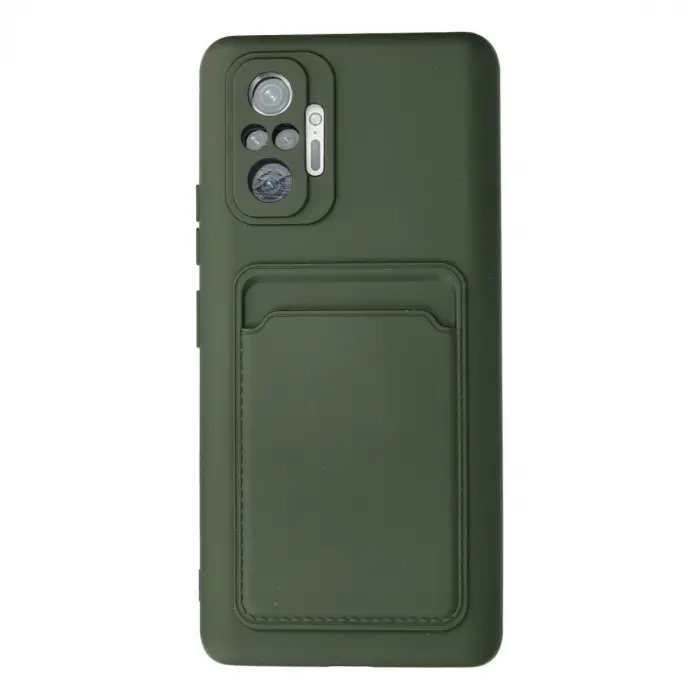 Xiaomi Redmi Note 10 Pro Kılıf Kelvin Kartvizitli Silikon - Koyu Yeşil
