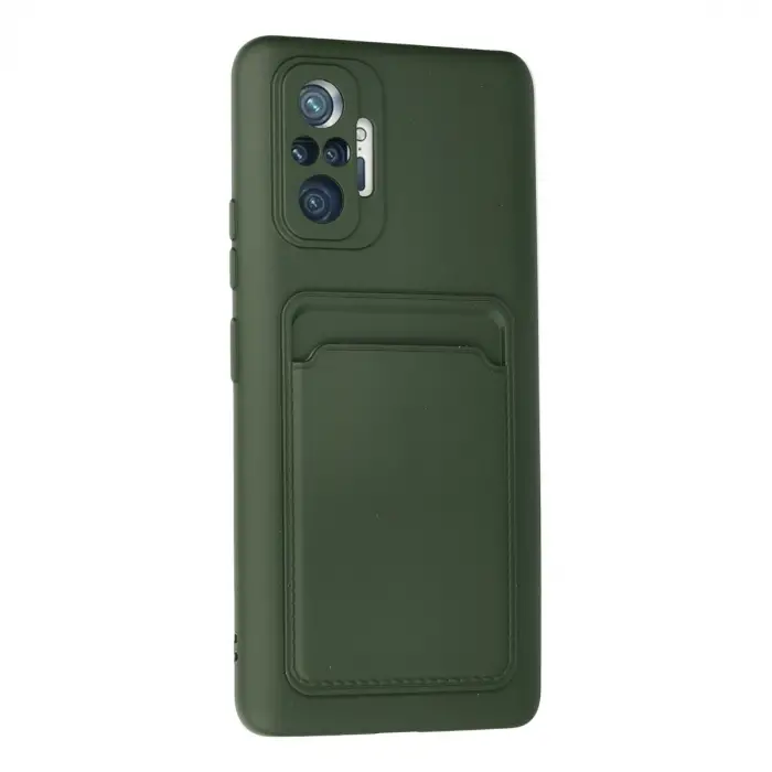 Xiaomi Redmi Note 10 Pro Kılıf Kelvin Kartvizitli Silikon - Koyu Yeşil