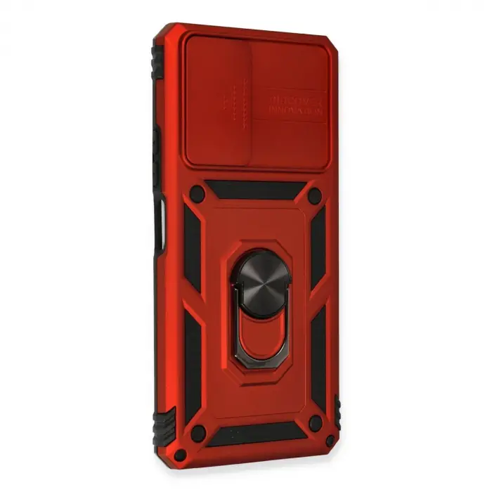 Xiaomi Redmi Note 10 Pro Kılıf Pars Lens Yüzüklü Silikon - Kırmızı