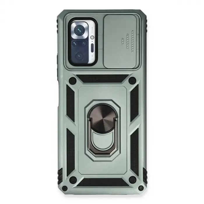 Xiaomi Redmi Note 10 Pro Kılıf Pars Lens Yüzüklü Silikon - Yeşil