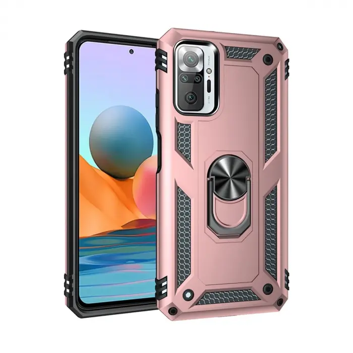 Xiaomi Redmi Note 10 Pro Kılıf Sofya Yüzüklü Silikon Kapak - Rose