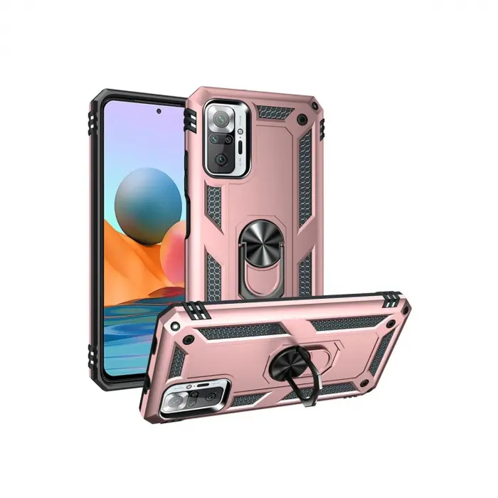 Xiaomi Redmi Note 10 Pro Kılıf Sofya Yüzüklü Silikon Kapak - Rose