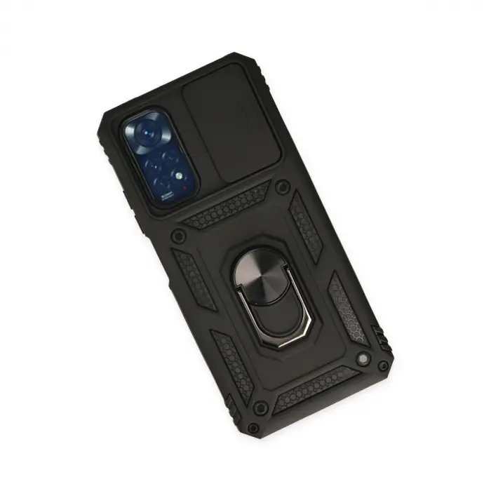 Xiaomi Redmi Note 11 Kılıf Pars Lens Yüzüklü Silikon - Siyah