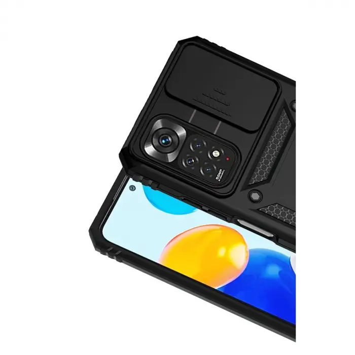 Xiaomi Redmi Note 11 Pro Kılıf Pars Lens Yüzüklü Silikon - Siyah