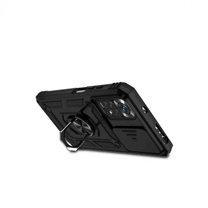 Xiaomi Redmi Note 11 Pro Kılıf Pars Lens Yüzüklü Silikon - Siyah
