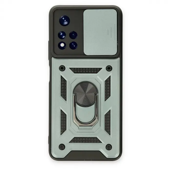 Xiaomi Redmi Note 11t Kılıf Pars Lens Yüzüklü Silikon - Yeşil