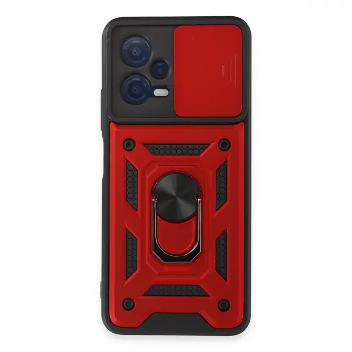 Xiaomi Redmi Note 12 5g Kılıf Pars Lens Yüzüklü Silikon - Kırmızı