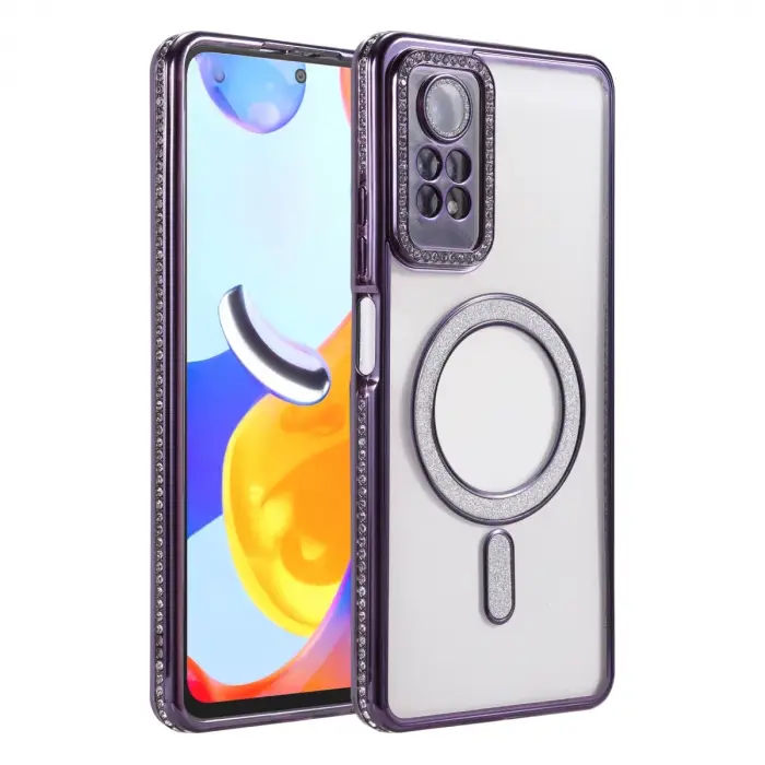 Xiaomi Redmi Note 12 Pro 4g Joke Simli Magneticsafe Kılıf - Derin Mor