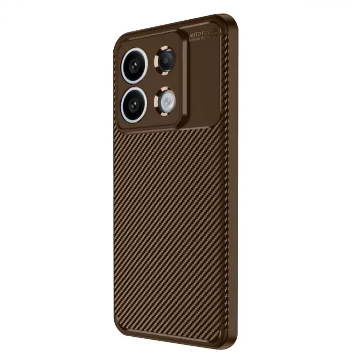 Xiaomi Redmi Note 13 Pro 4g Kılıf Auto Focus Karbon Kapak - Kahverengi