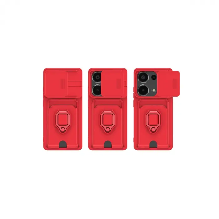 Xiaomi Redmi Note 13 Pro 4g Kılıf Zuma Kartvizitli Yüzüklü Silikon - Lila