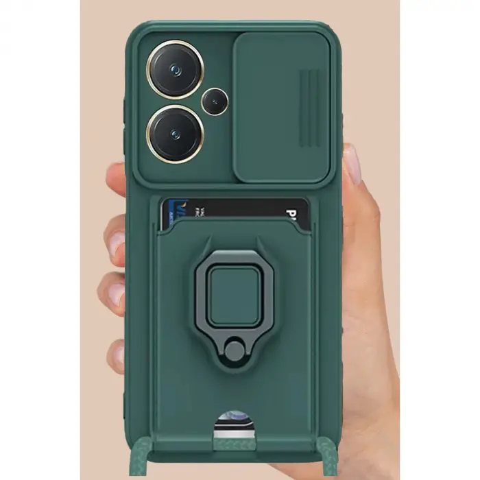 Xiaomi Redmi Note 13 Pro Plus Kılıf Zuma Kartvizitli Yüzüklü Silikon - Lacivert