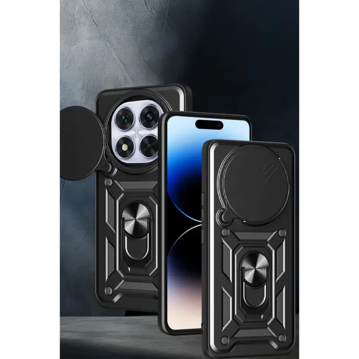 Xiaomi Redmi Note 14 Pro Plus Kılıf Pars Lens Yüzüklü Silikon - Siyah