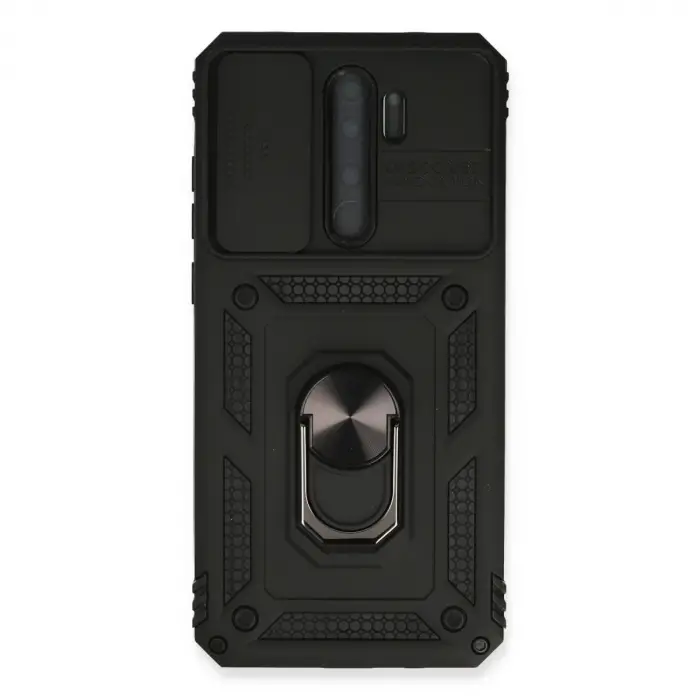 Xiaomi Redmi Note 8 Pro Kılıf Pars Lens Yüzüklü Silikon - Siyah