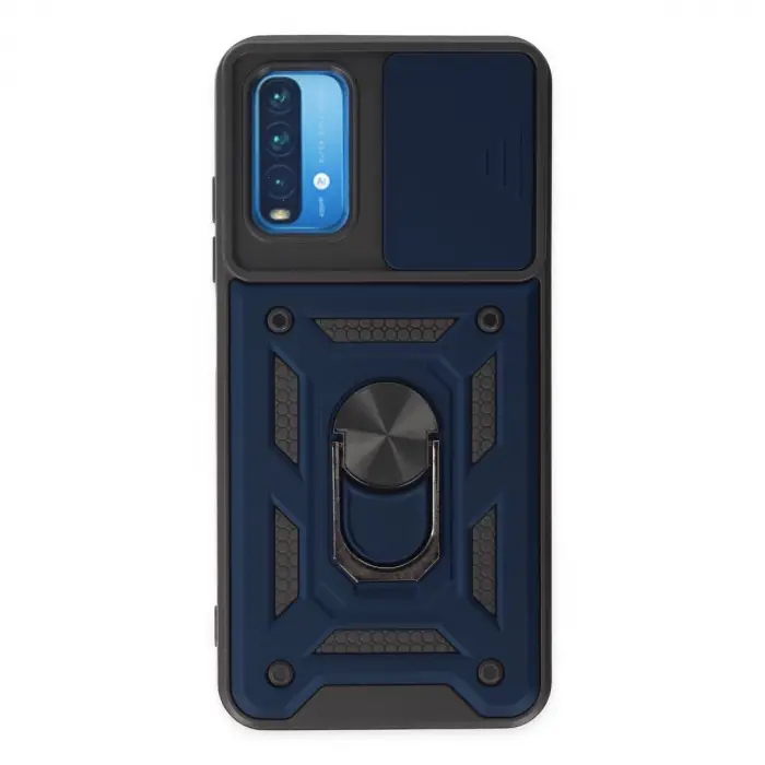 Xiaomi Redmi Note 9 4g Kılıf Pars Lens Yüzüklü Silikon - Lacivert