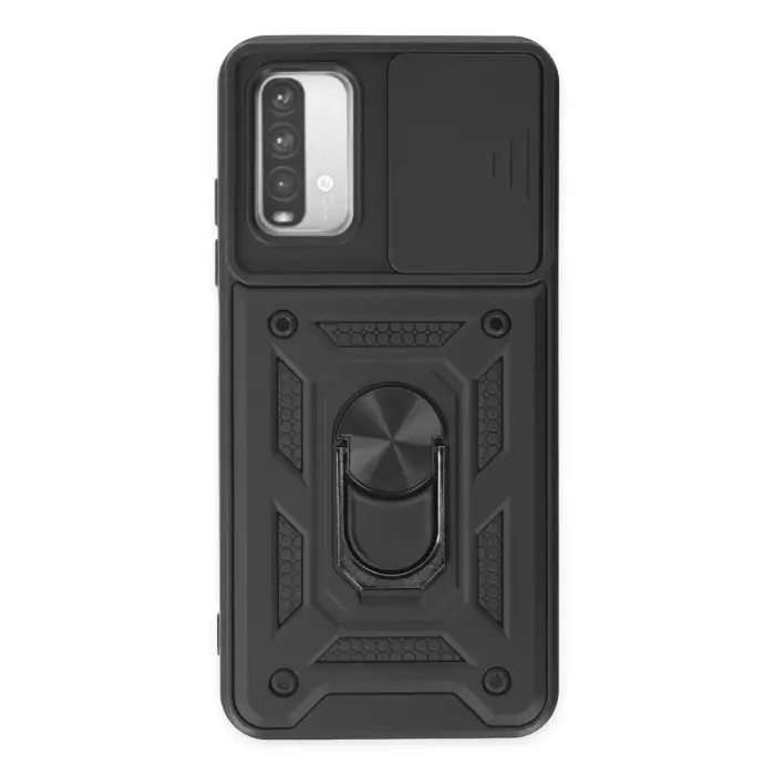 Xiaomi Redmi Note 9 4g Kılıf Pars Lens Yüzüklü Silikon - Siyah