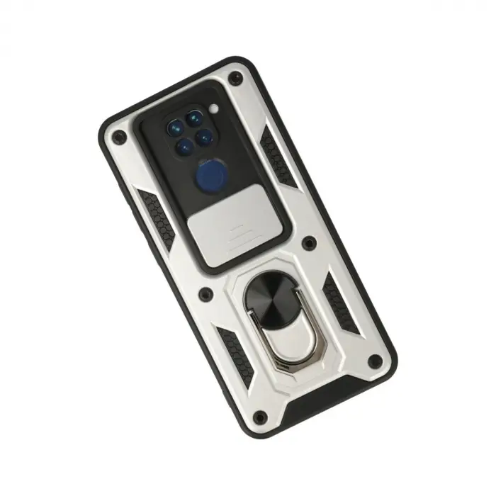 Xiaomi Redmi Note 9 Kılıf Pars Lens Yüzüklü Silikon - Gümüş