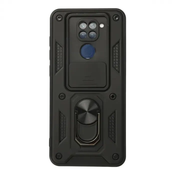 Xiaomi Redmi Note 9 Kılıf Pars Lens Yüzüklü Silikon - Siyah