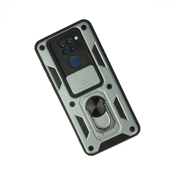 Xiaomi Redmi Note 9 Kılıf Pars Lens Yüzüklü Silikon - Yeşil