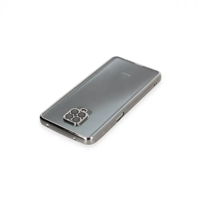 Xiaomi Redmi Note 9 Pro Kılıf Razer Lensli Silikon - Gümüş