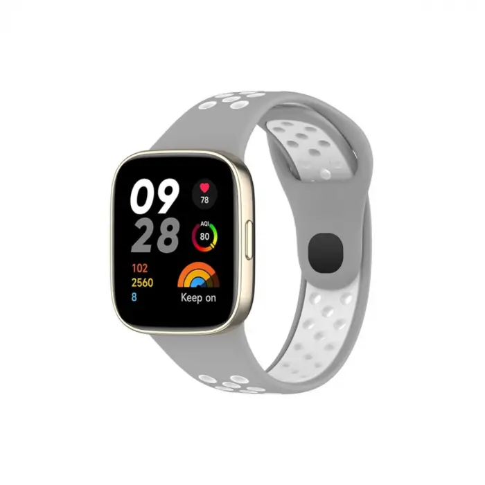 Xiaomi Redmi Watch 3 Spor Delikli Kordon - Gri-beyaz