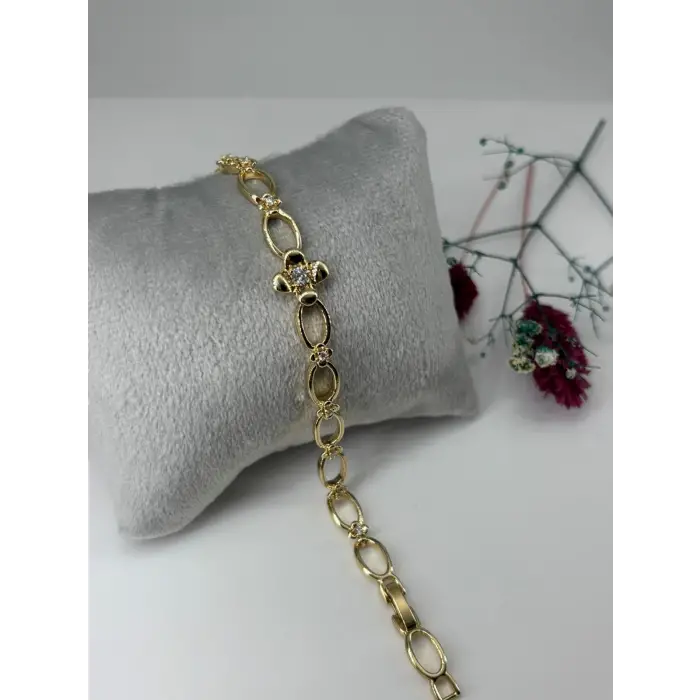    Zirkon Taşlı Pirinç Zirkon Bileklikler 17+2 Cm  - Kbl0331