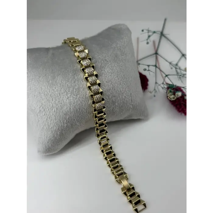    Zirkon Taşlı Pirinç Zirkon Bileklikler 17+2 Cm  - Kbl0319