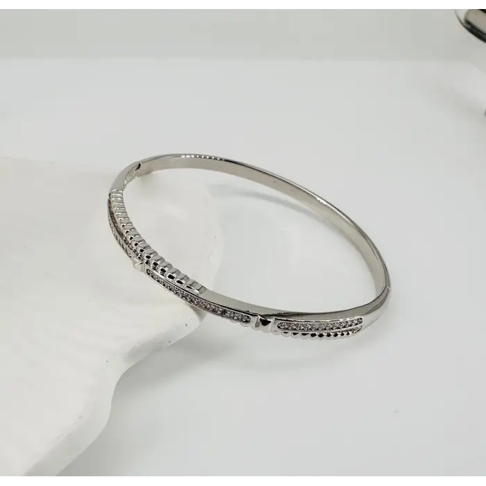 Rodyum Zirkon Taşlı Pirinç  Xuping Bileklik 5.9 Mm - Kbl0215