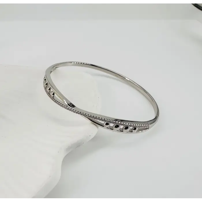 Rodyum Zirkon Taşlı Pirinç  Xuping Bileklik 5.9 Mm - Kbl0221