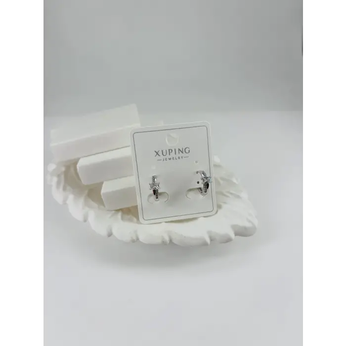 Rodyum Zirkon Taşlı Pirinç Zirkon Küpe - Kp00319