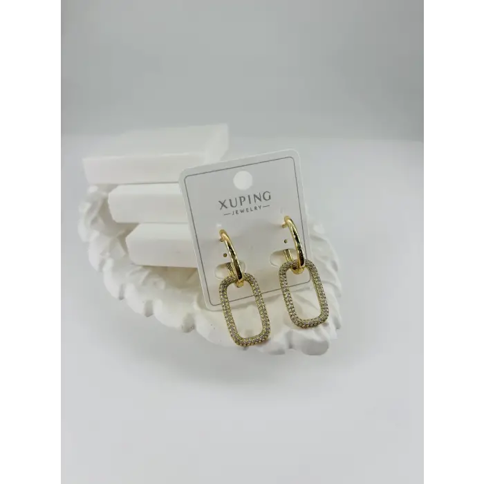 Zirkon Taşlı Pirinç Zirkon Küpe - Kp00355