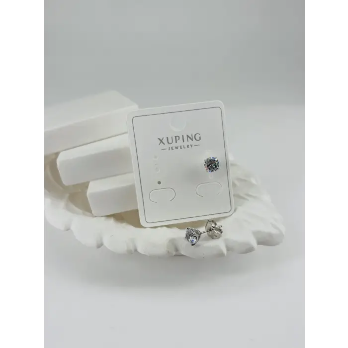Rodyum Zirkon Taşlı Pirinç Zirkon Küpe - Kp00336