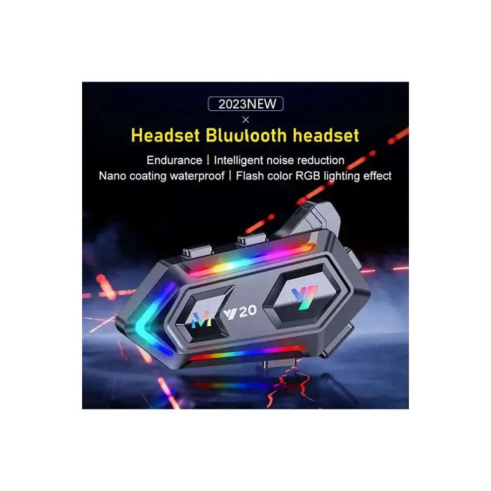 Y20 Motor Kurye Kask Kulaklık Rgb Modlu Bluetooth Motosiklet Kulaklık 5.3 Bluetooth Interkom