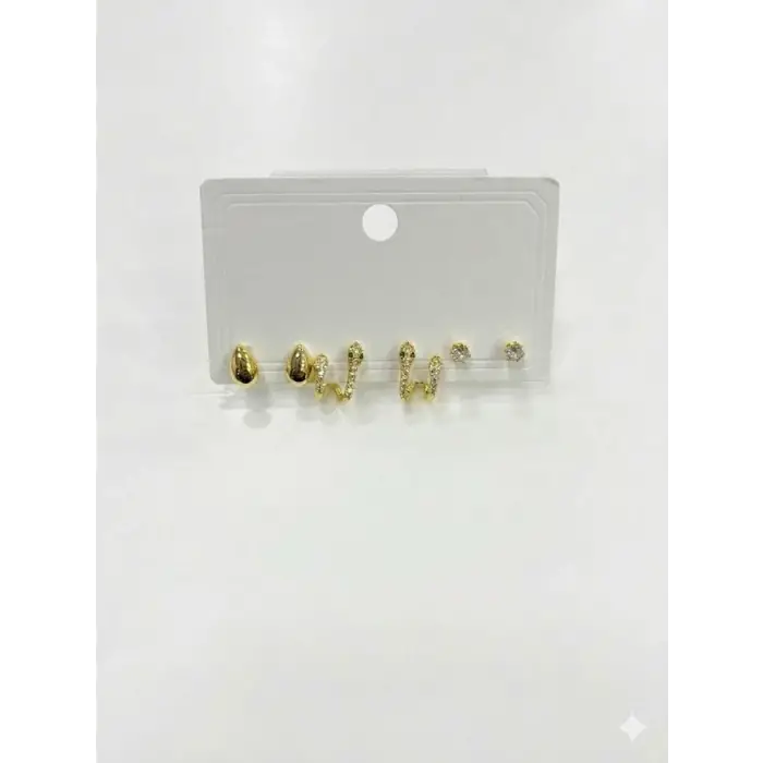 Yılan Detaylı Altılı Küpe - Kp00608