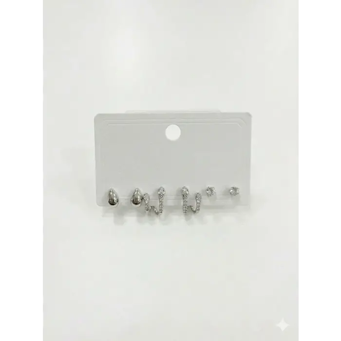 Yılan Detaylı Altılı Küpe - Kp00609