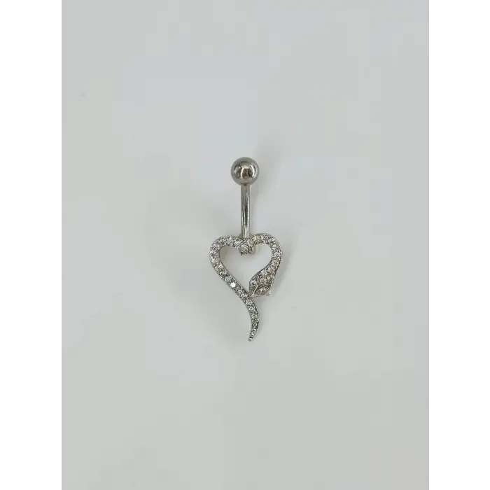Yılan Ve Kalp Detaylı Göbek Piercing - Pg0113