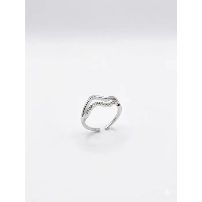 Ayarlanabilir Rodyum Zirkon Taşlı Pirinç Bijuteri Yüzük - Yz0247