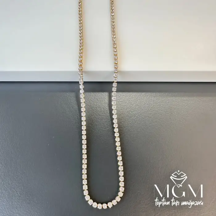 2 Mm  Zirkon Taşlı Pirinç Kolyeler 40+5 Cm Uzatma Payı - Kl0081