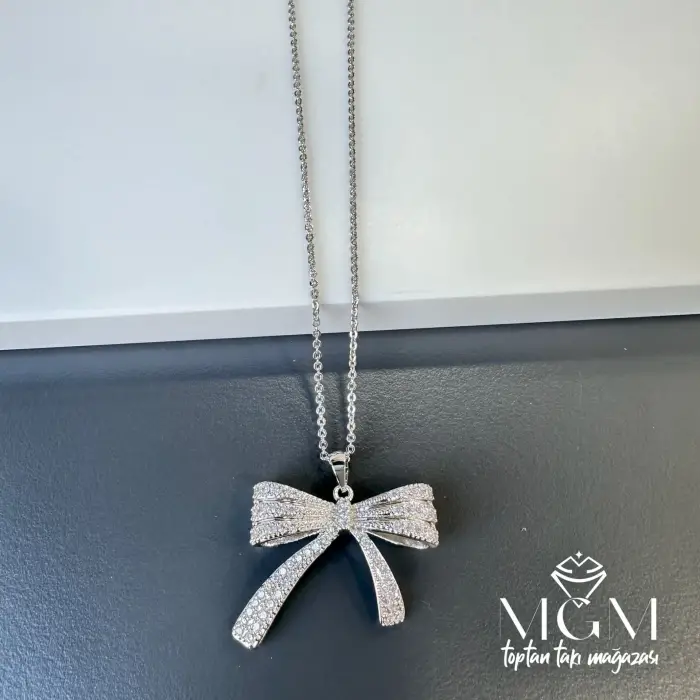 Zirkon Taşlı Fiyonk Kolye - Kl0018