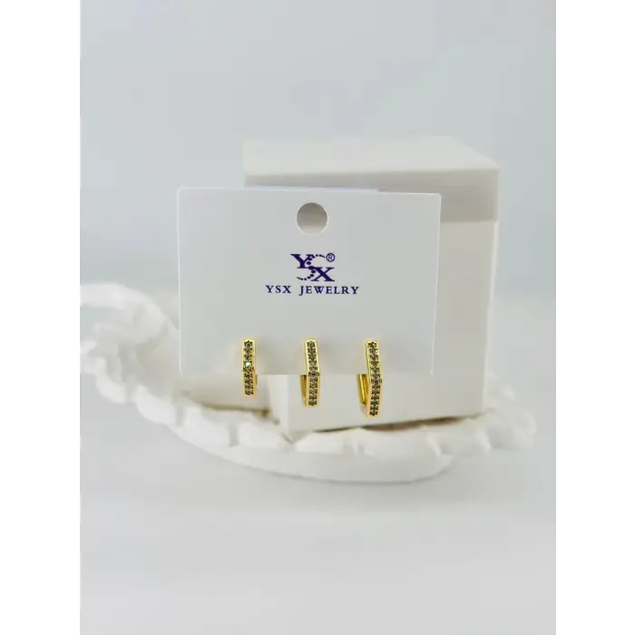 Zirkon Taşlı Üçlü Kombin Küpe - Kp00406