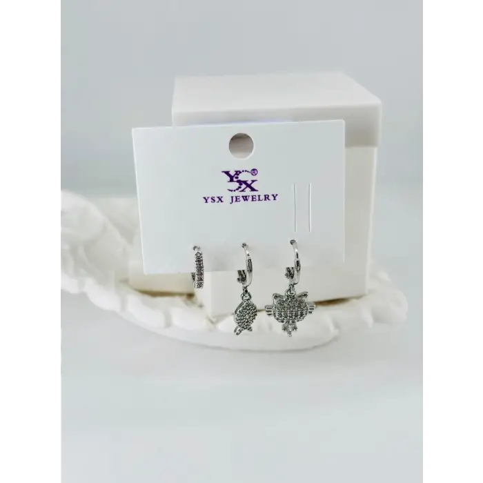 Zirkon Taşlı Üçlü Kombin Küpe - Kp00431