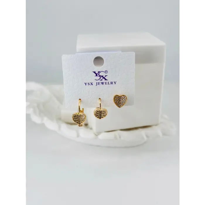 Zirkon Taşlı Üçlü Kombin Küpe - Kp00436