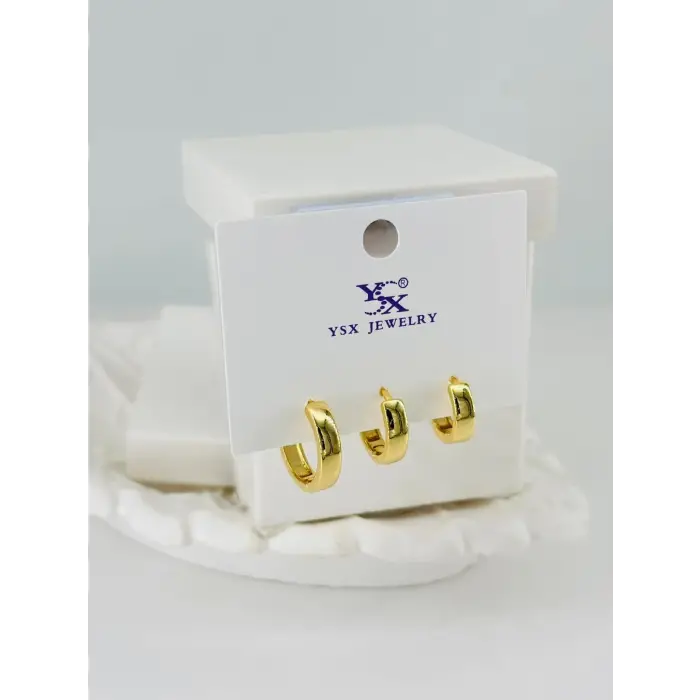 Zirkon Taşlı Üçlü Kombin Küpe - Kp00391
