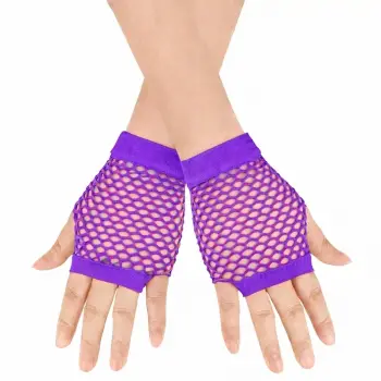 80’ler 90’lar Retro Mor File Parmaksız Kısa Eldiven 11 Cm